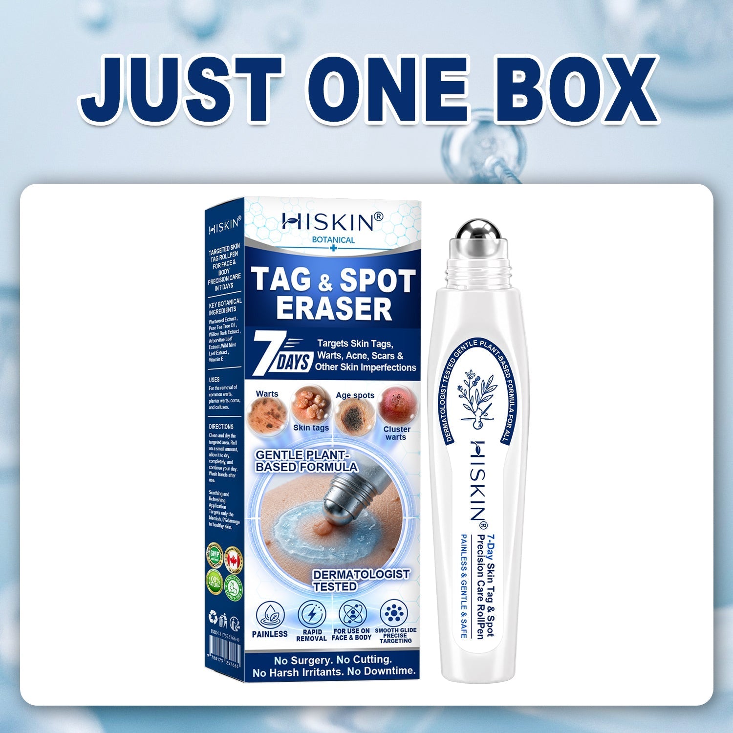 HISKIN Tag and Spot Eraser rollerball and box