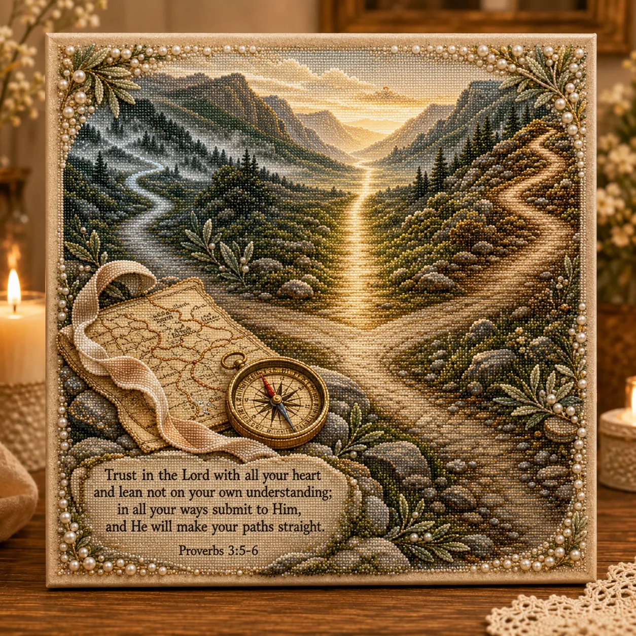 ✝️ LAST DAY 49% OFF – Premium 3D Pearl Garden of Faith Scripture Art Kit | Luxury Flocked Canvas with Scratch-Resistant Non-Fading Pearl Beads DIY Christian Faith Decor 🌿🙏💎